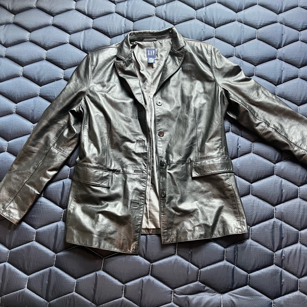 Gap Black Oversized Leather Jacket - image 2